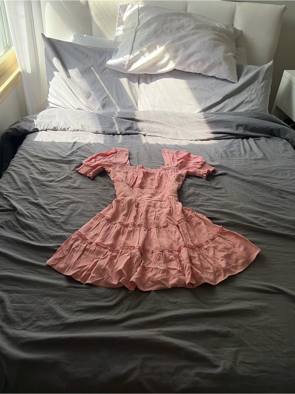 Girls' Pink Tiered Ruffle Dress